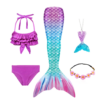 Set de traje de sirena para niña de 5 piezas con cola, top, panty, collar y cintillo