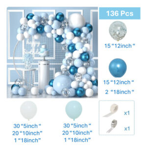 Set de globos - Blanco / celeste / azul