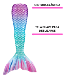 Cola de sirena para niña con cintura elástica y tela suave para deslizarse