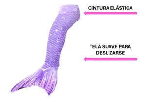 Cola de sirena para niña con cintura elástica y tela suave para deslizarse