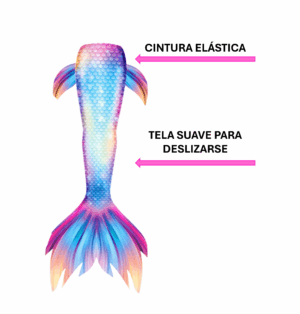 Cola de sirena para niña con cintura elástica y tela suave para deslizarse