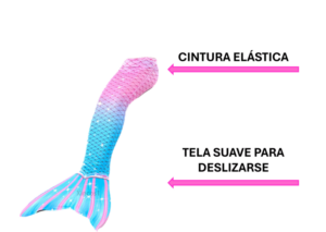 Cola de sirena para niña con cintura elástica y tela suave para deslizarse