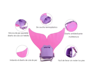 Mono Aleta de Sirena para Niñas Color Rosado | Cola de Sirena Infantil