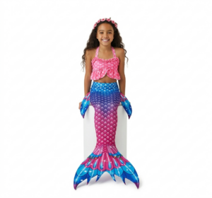 traje baño cola sirena rosa celeste
