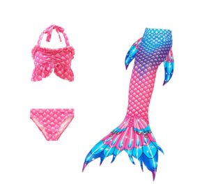 traje baño cola sirena rosa celeste