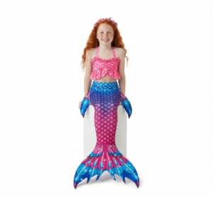 traje baño cola sirena rosa celeste