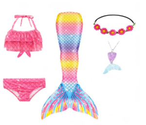 Traje de baño sirena con cola multicolor